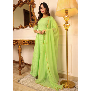 green-chikankari-work-georgette-gown-with-dupatta-144755