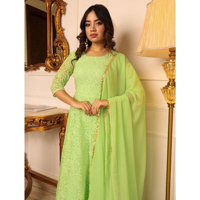 green-chikankari-work-georgette-gown-with-dupatta-144755