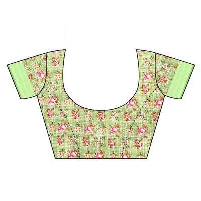 green-cream-casual-wear-floral-digital-printed-linen-slub-saree-117894