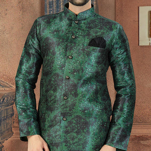 green-digital-printed-silk-mens-kurta-pyjama-set