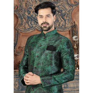 green-digital-printed-silk-mens-kurta-pyjama-set
