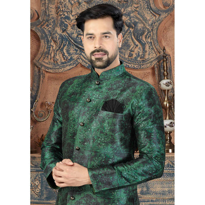 green-digital-printed-silk-mens-kurta-pyjama-set