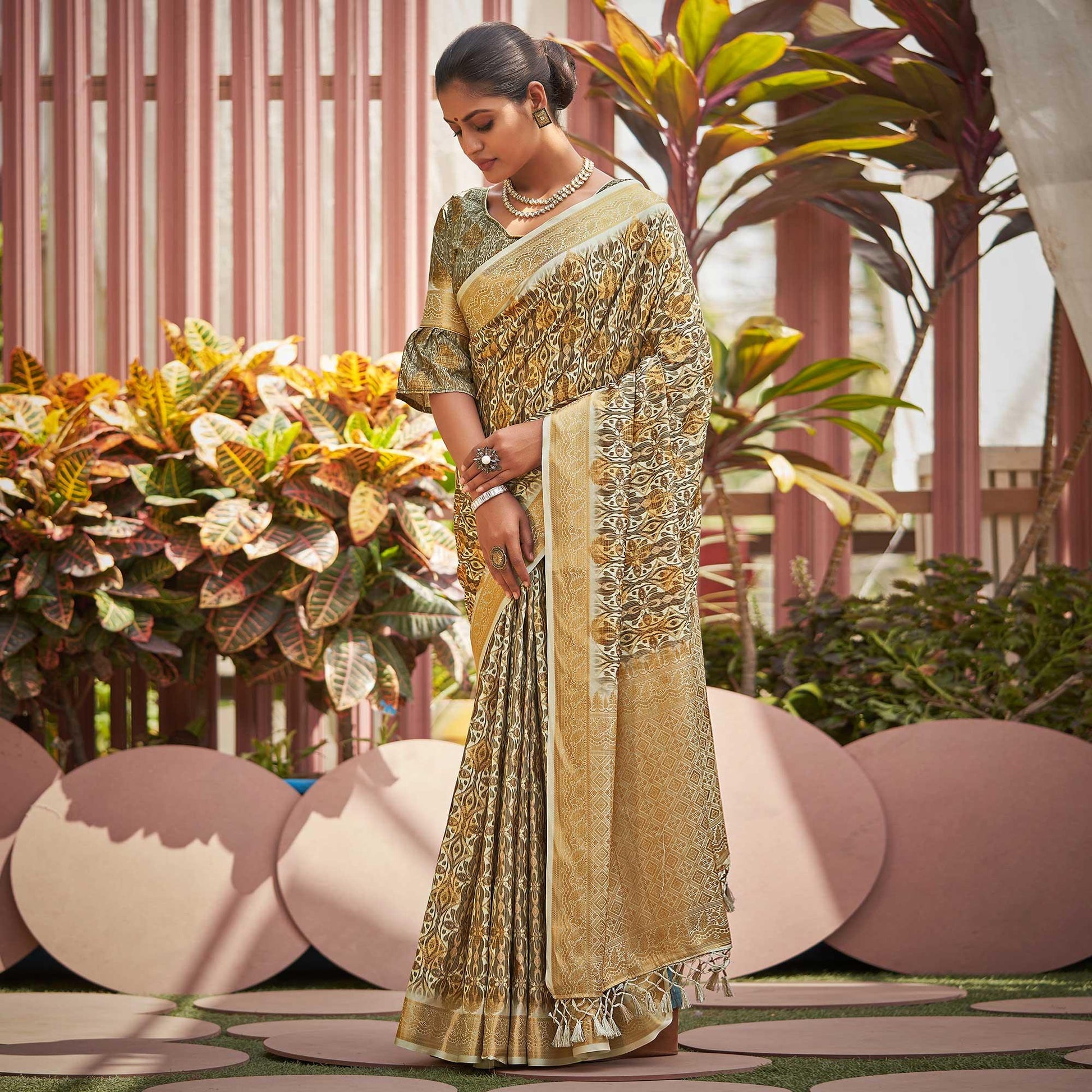 green-digital-printed-art-silk-saree