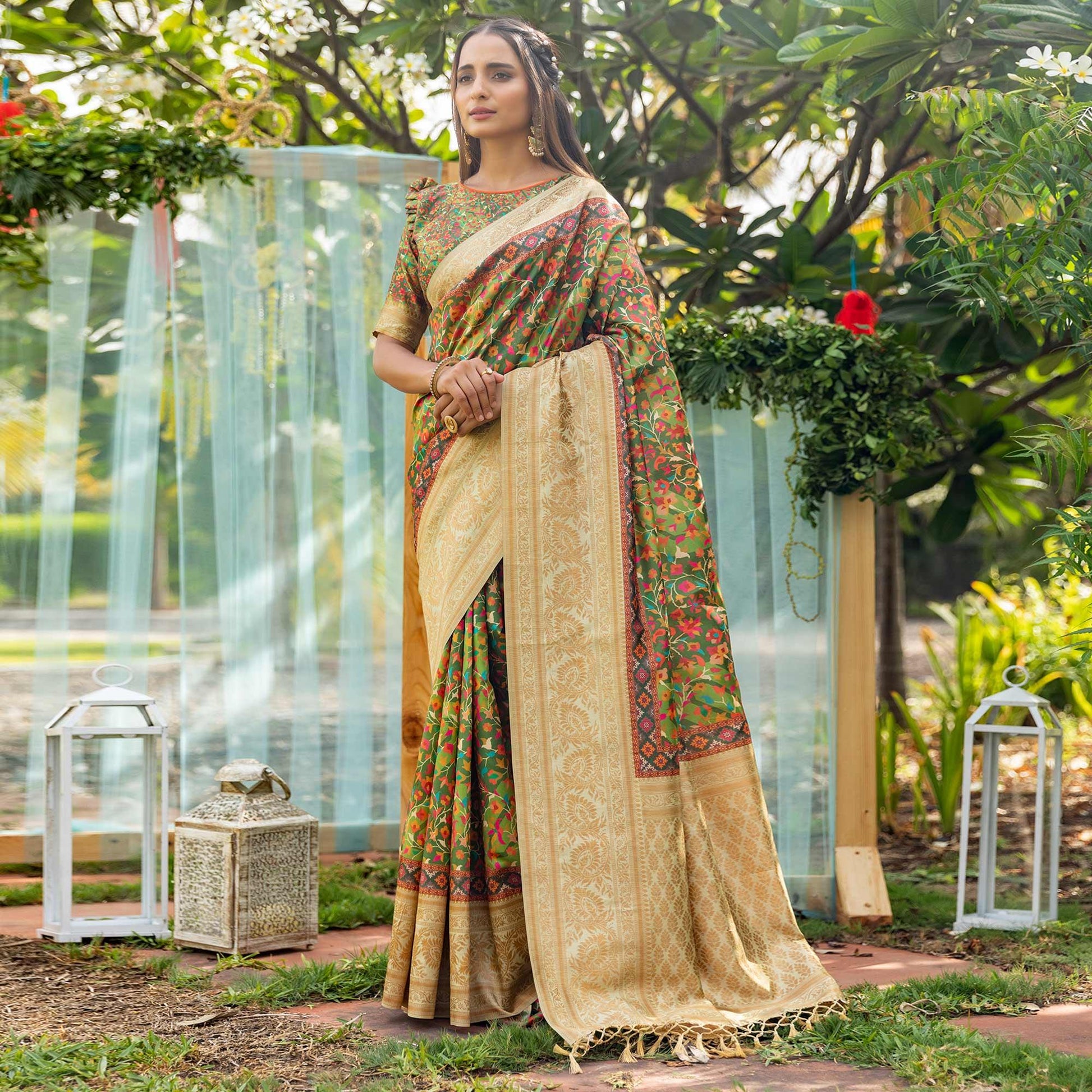 green-digital-printed-art-silk-saree-1
