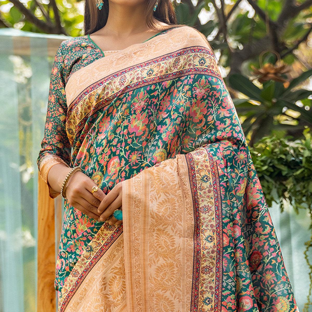green-digital-printed-art-silk-saree-2