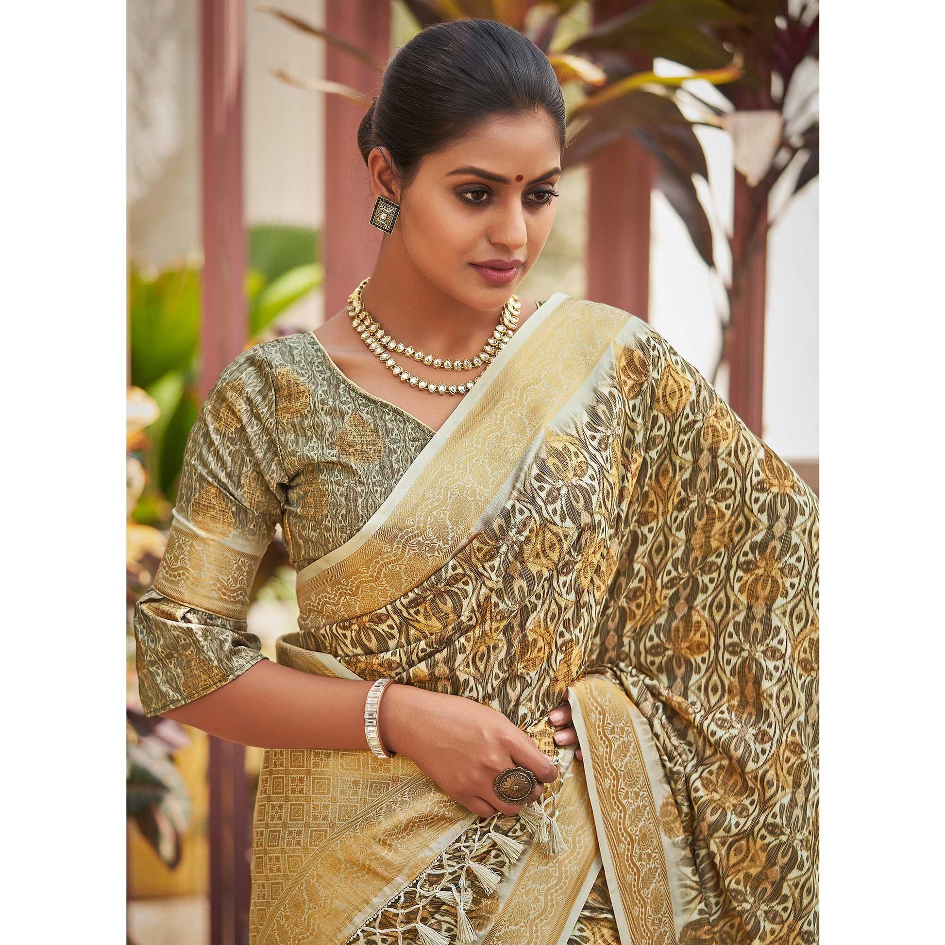 green-digital-printed-art-silk-saree
