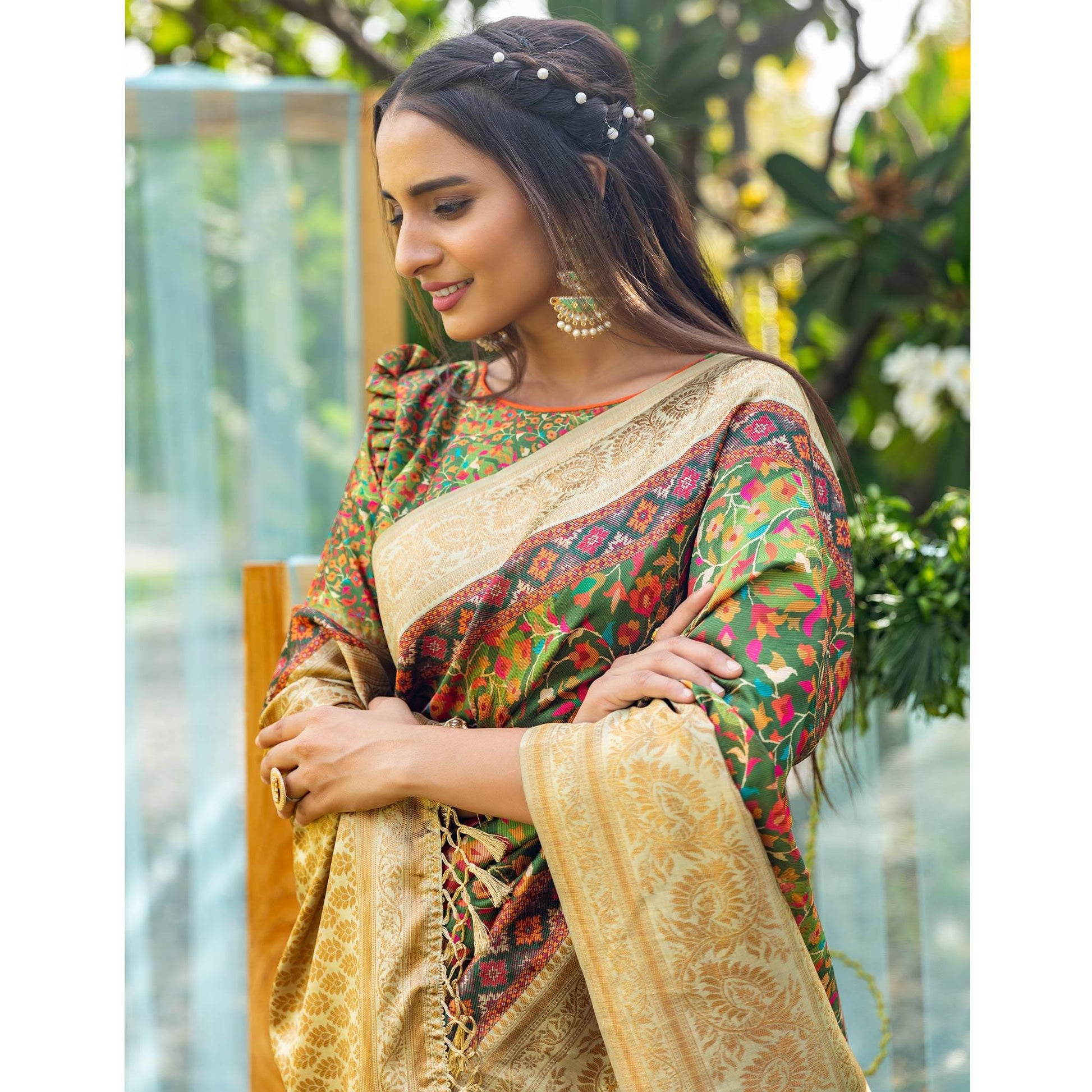 green-digital-printed-art-silk-saree-1