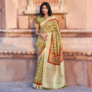 green-digital-printed-linen-saree-144877