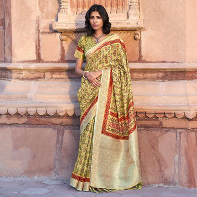 green-digital-printed-linen-saree-144877