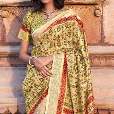green-digital-printed-linen-saree-144877