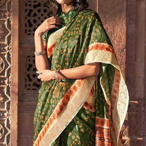 green-digital-printed-linen-saree-144878