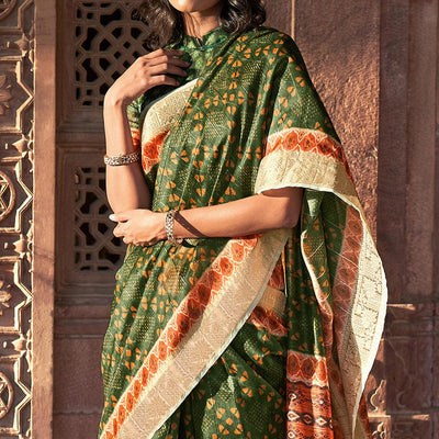 green-digital-printed-linen-saree-144878
