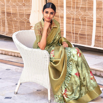 green-digital-printed-poly-cotton-saree