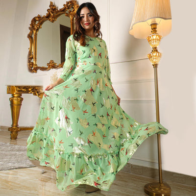 green-digital-sparrow-printed-jacquard-georgette-partywear-gown-138220