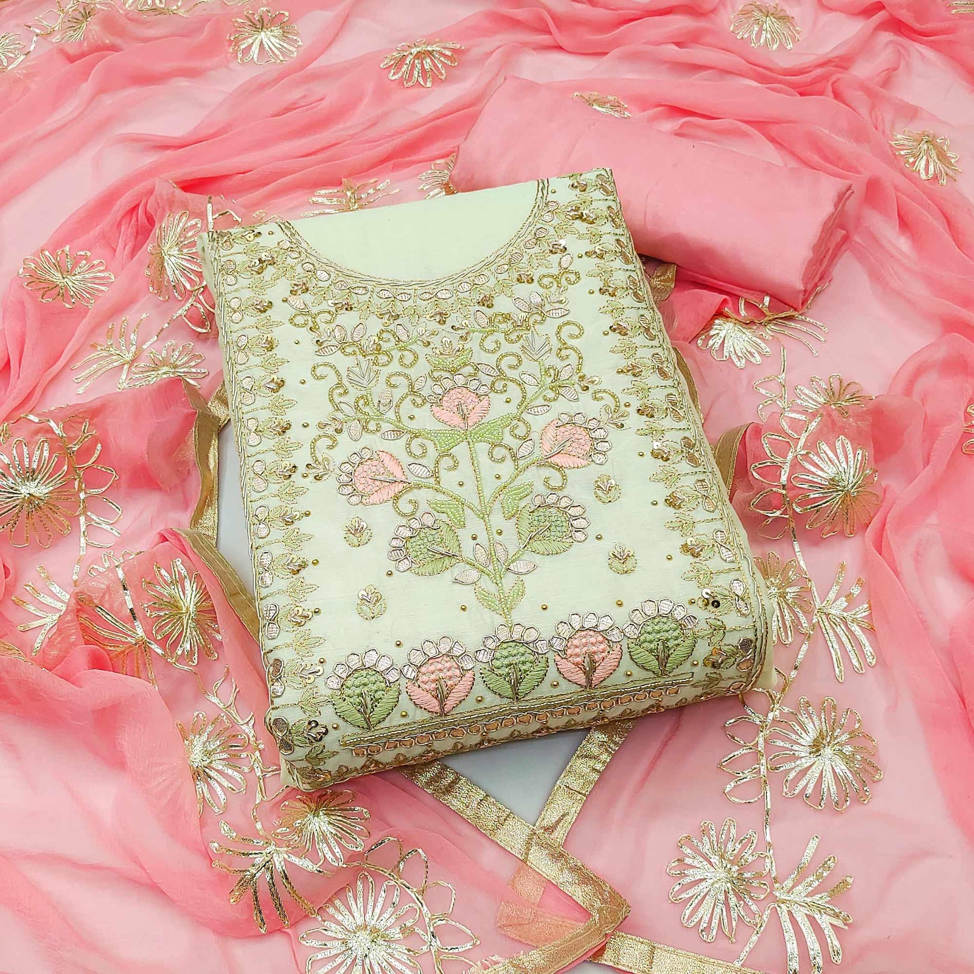 green-embellished-chanderi-dress-material