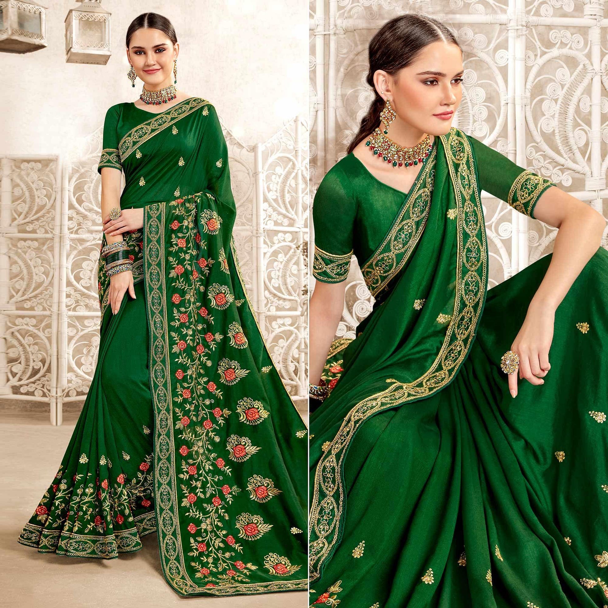 green-embellished-with-embroidered-art-silk-saree-143380