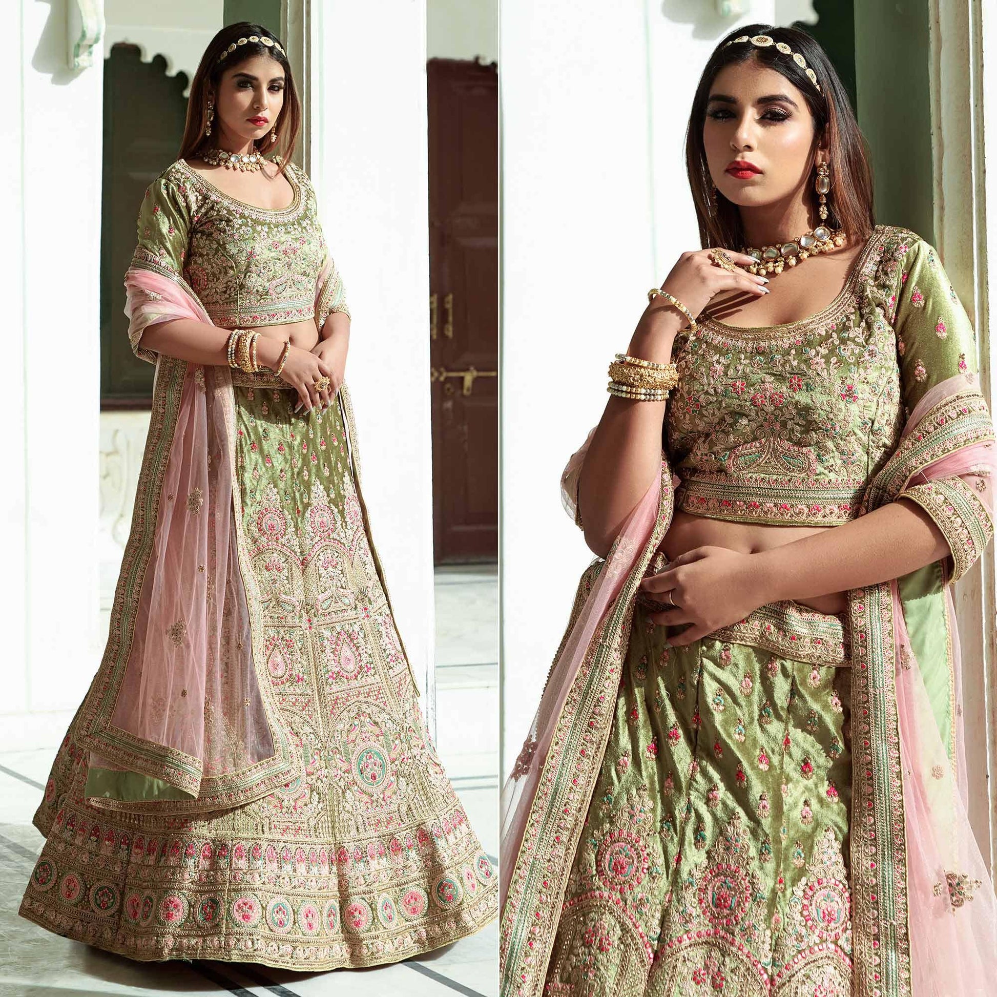 green-embellished-with-embroidered-velvet-lehenga-choli-144410