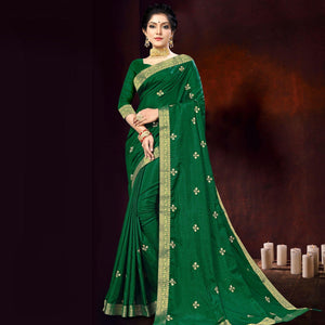 green-embellished-with-embroidered-vichitra-silk-saree-143350