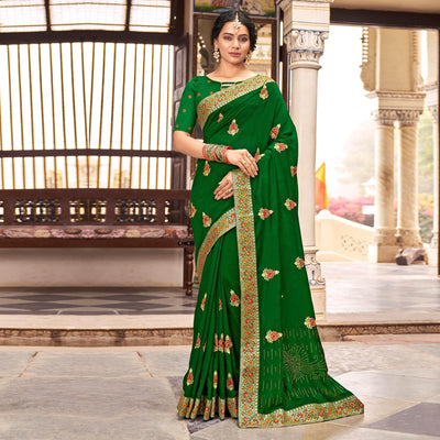 green-embellished-with-embroidered-vichitra-silk-saree-3