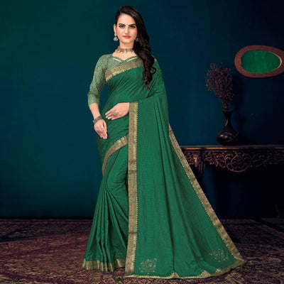 green-embellished-with-embroidered-vichitra-silk-saree-1