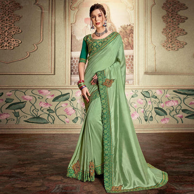 green-embellished-with-embroidered-vichitra-silk-saree-143376