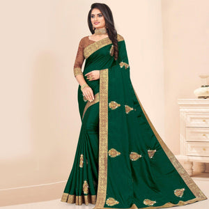 green-embellished-with-embroidered-vichitra-silk-saree