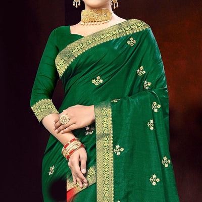green-embellished-with-embroidered-vichitra-silk-saree-143350