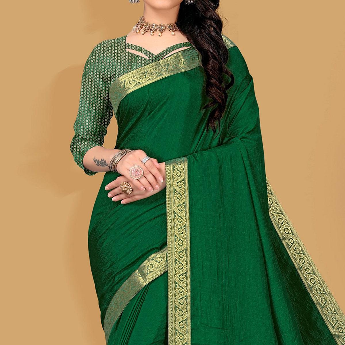 green-embellished-with-embroidered-vichitra-silk-saree-2