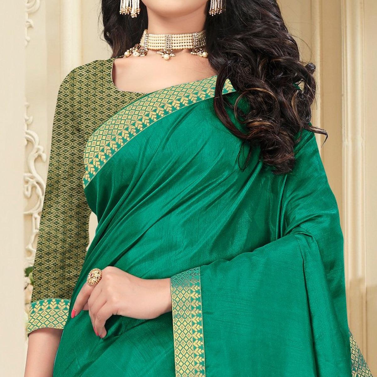 green-embellished-with-embroidered-vichitra-silk-saree-144610