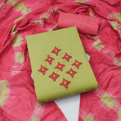 green-embroidered-art-silk-dress-material
