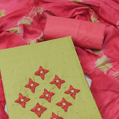 green-embroidered-art-silk-dress-material