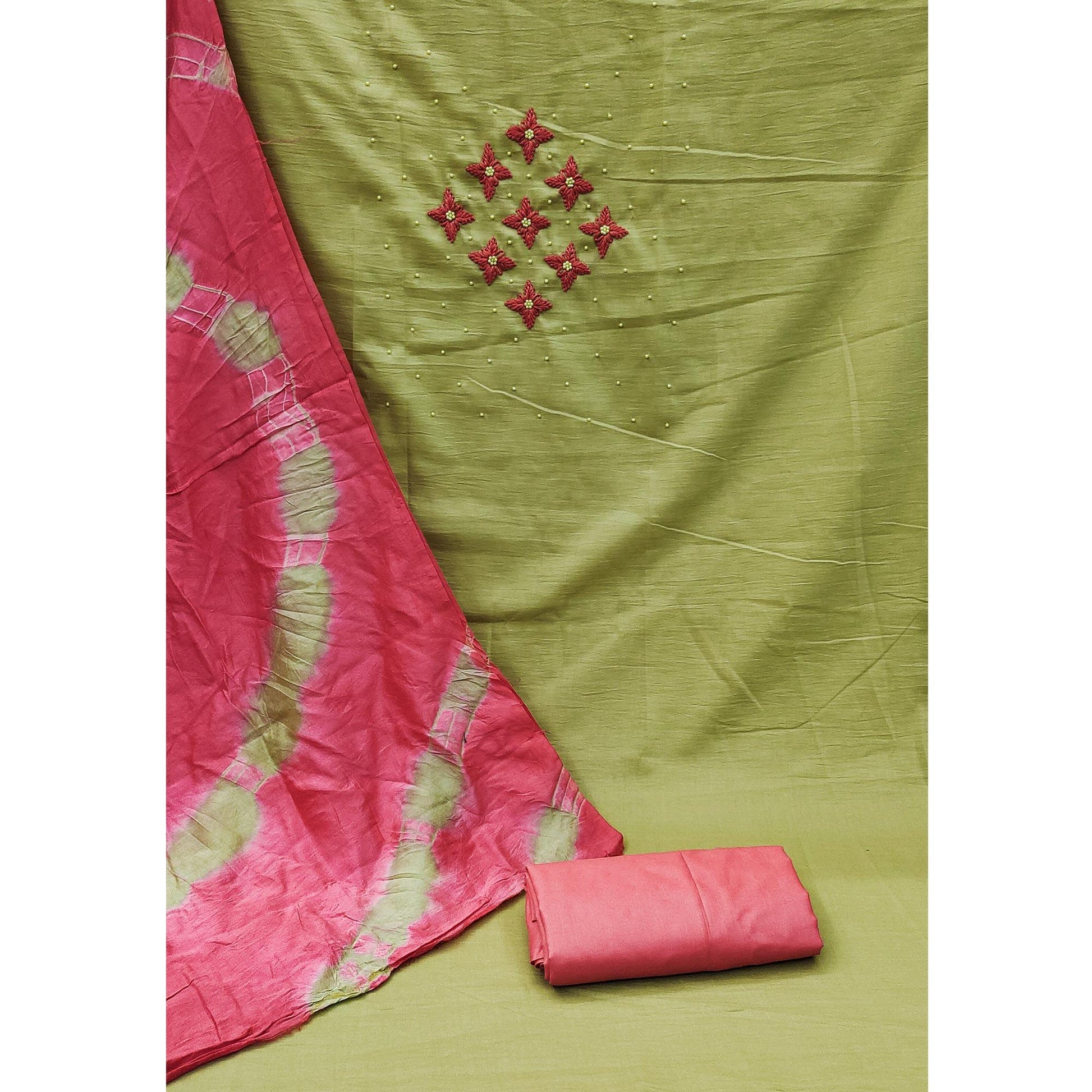 green-embroidered-art-silk-dress-material