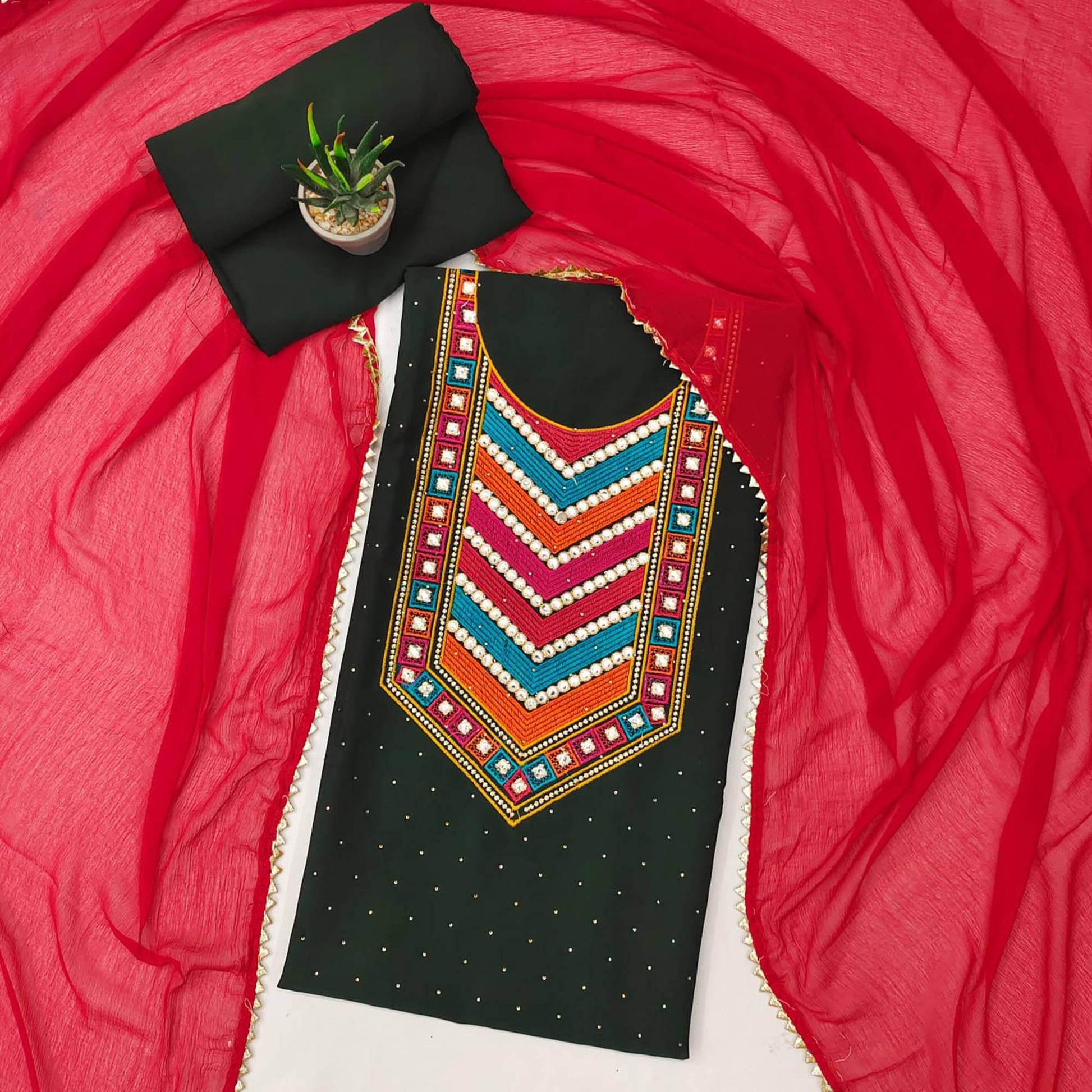 green-embroidered-chanderi-dress-material-144931