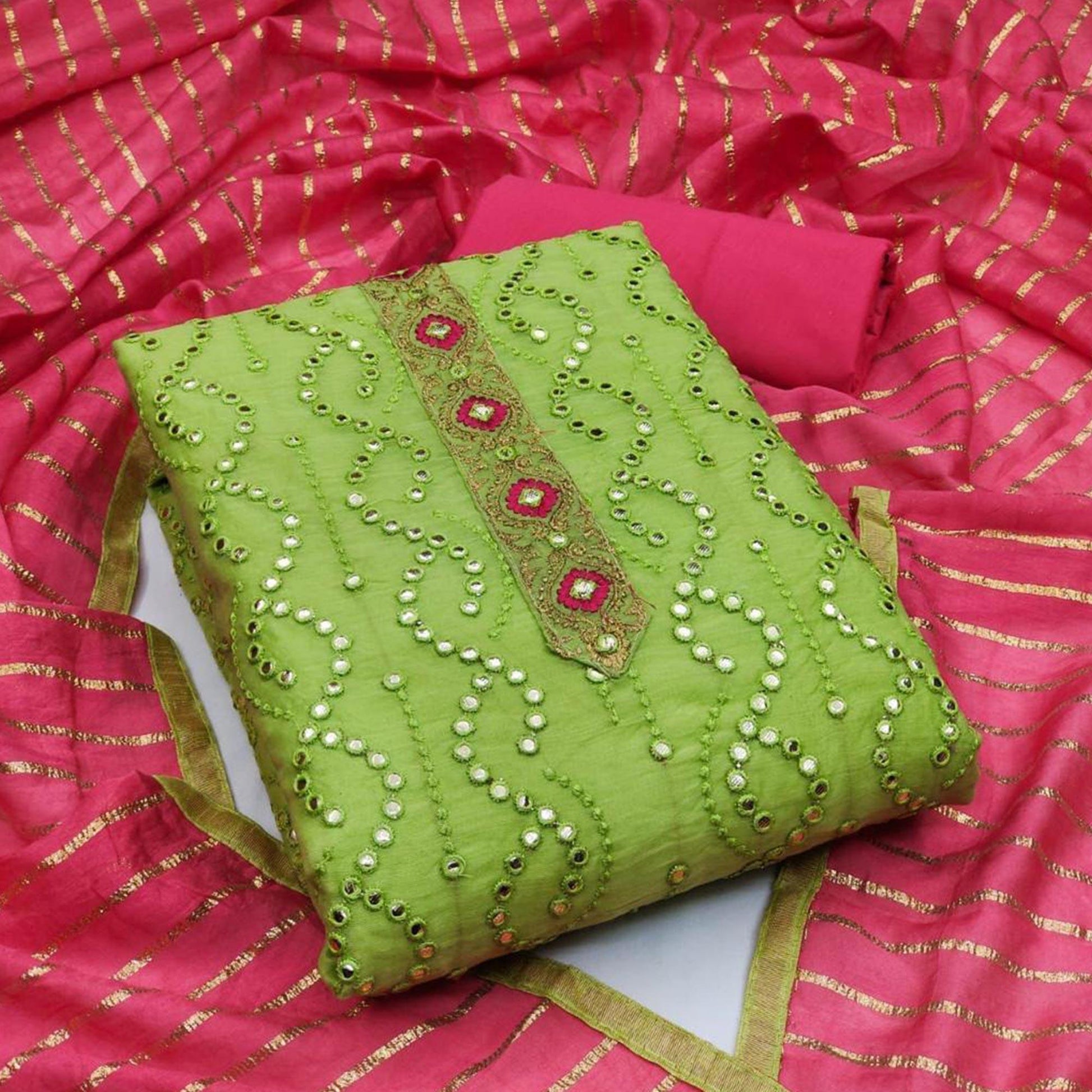 green-embroidered-chanderi-dress-material-1