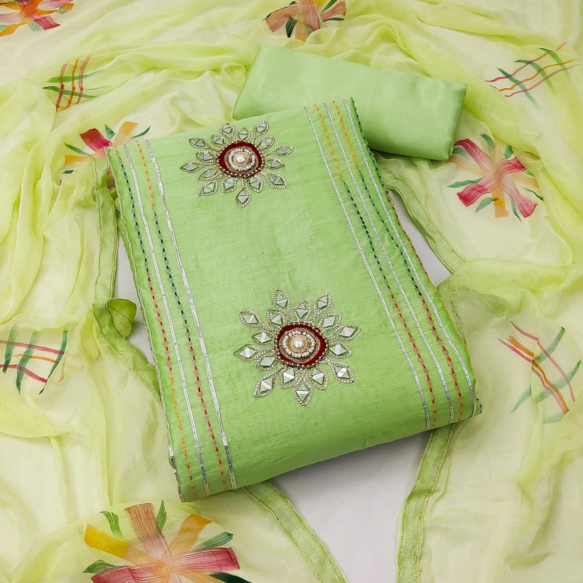 green-embroidered-chanderi-dress-material