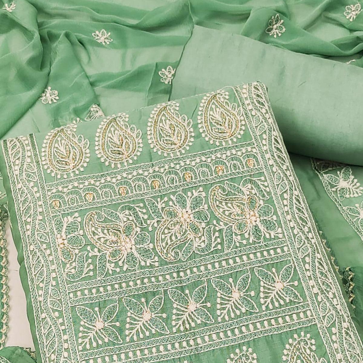 green-embroidered-chanderi-dress-material-3