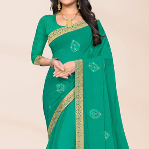 green-embroidered-chiffon-saree