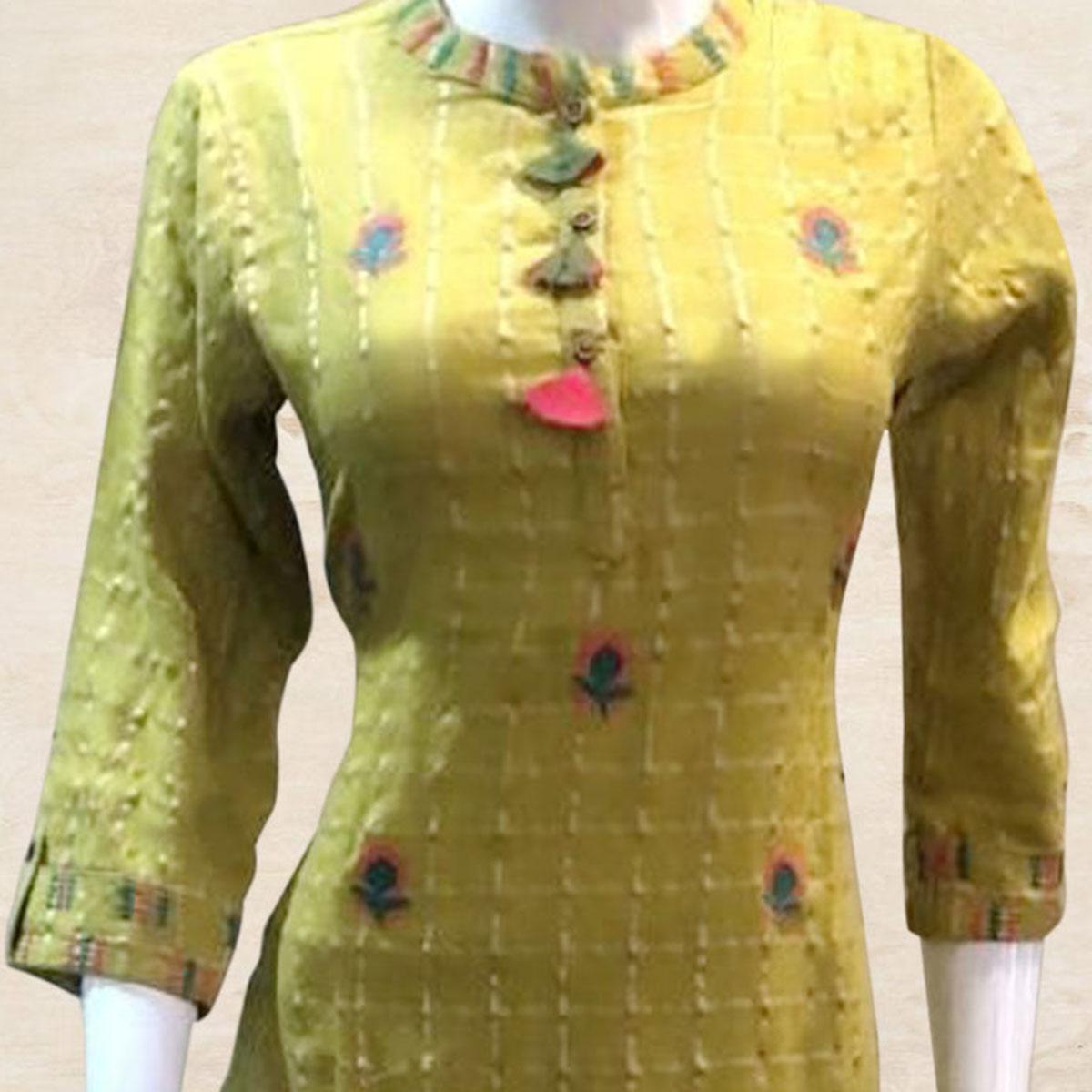 blooming-green-colored-partywear-embroidered-georgette-kurti-pant-set