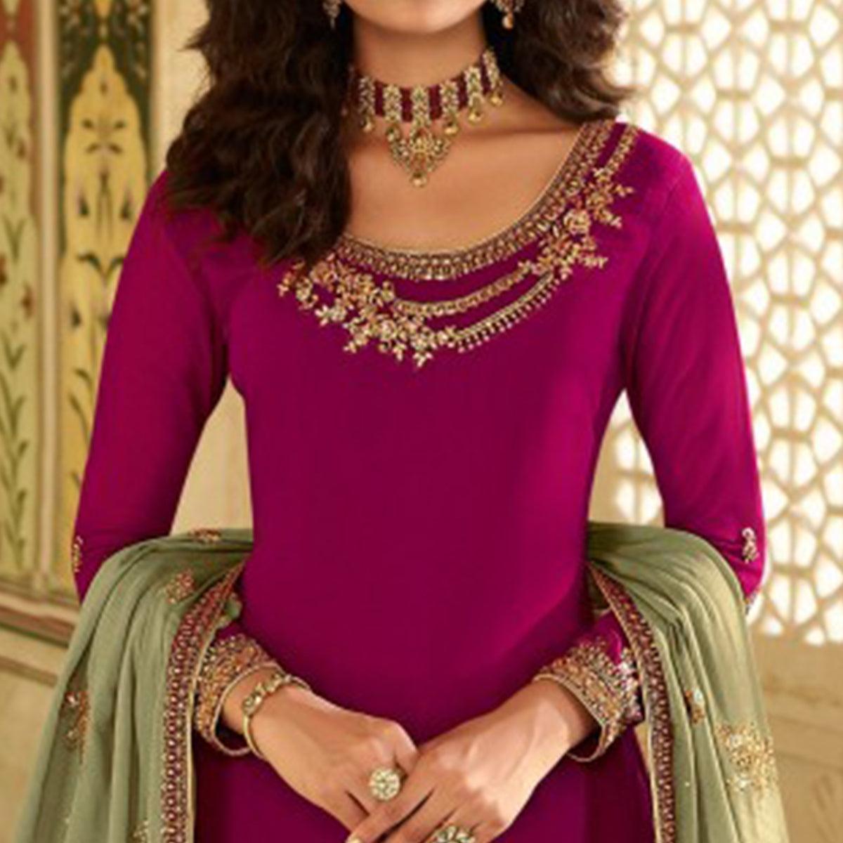 green-embroidered-georgette-lehenga-kameez-145534