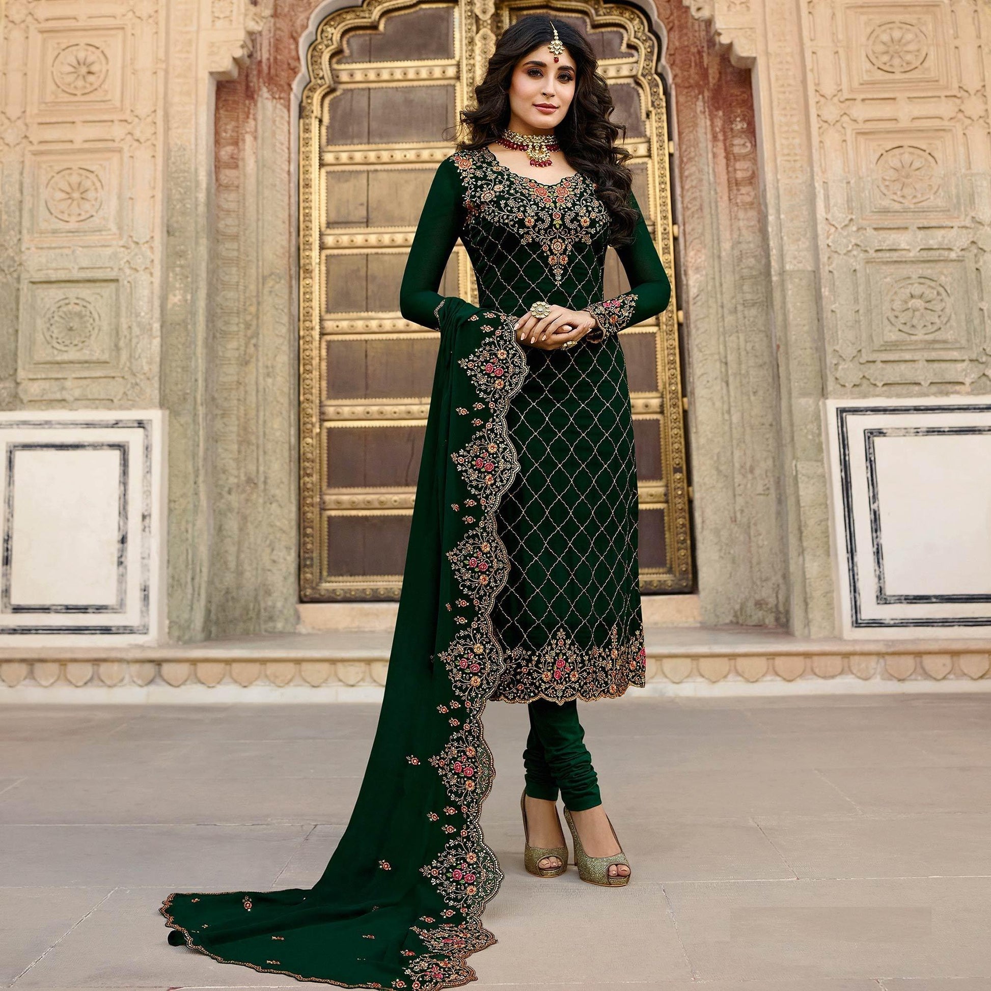 demanding-green-colored-partywear-embroidered-faux-georgette-suit-65536