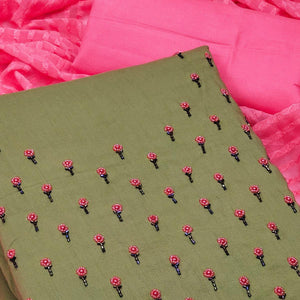 green-casual-wear-embroidered-handwork-cotton-dress-material-133992