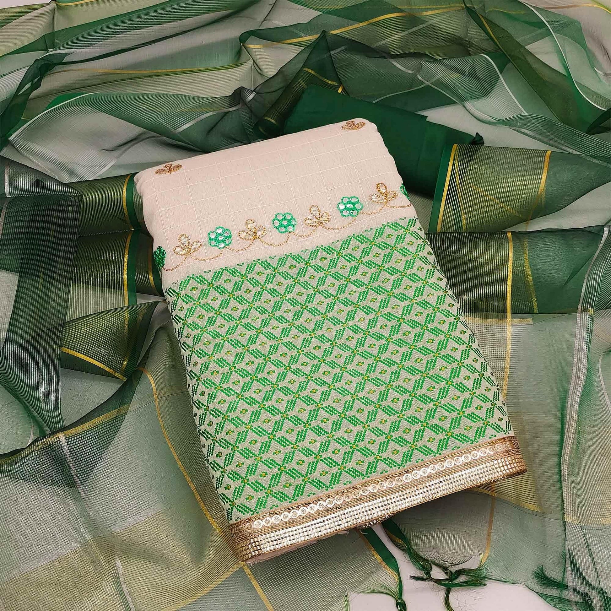 green-embroidered-jacquard-dress-material-144042