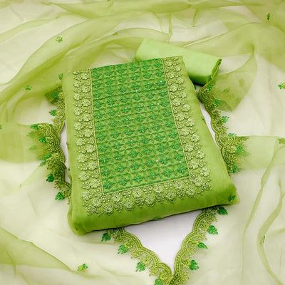 green-embroidered-organza-dress-material