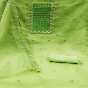 green-embroidered-organza-dress-material