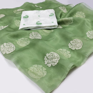 green-embroidered-organza-saree