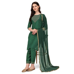 green-embroidered-poly-cotton-kurti-pant-set-with-dupatta