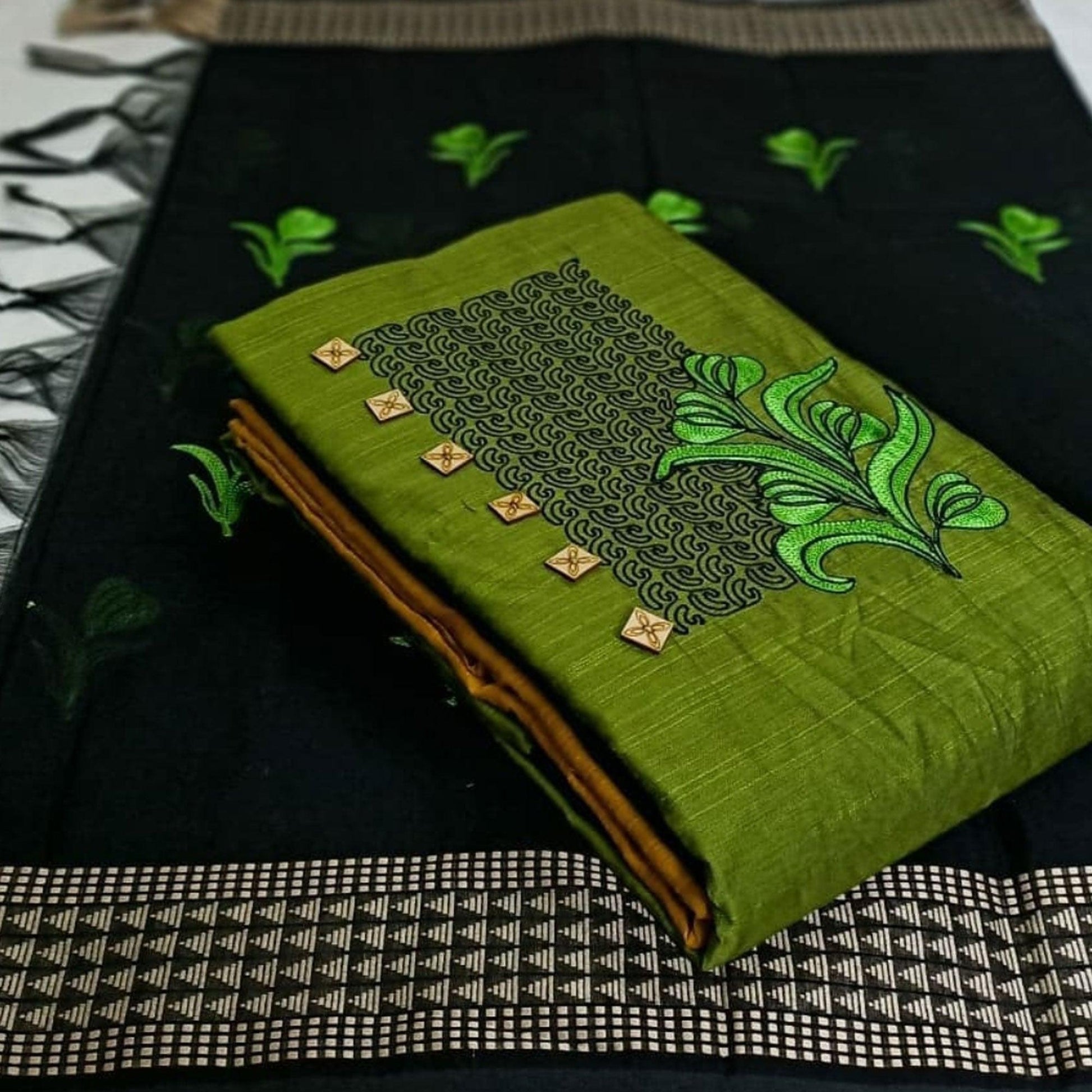 beautiful-green-colored-partywear-embroidered-cotton-dress-material-79459