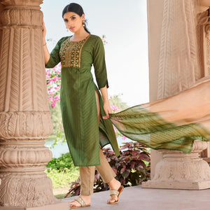green-embroidered-pure-cotton-kurti-pant-set-with-dupatta