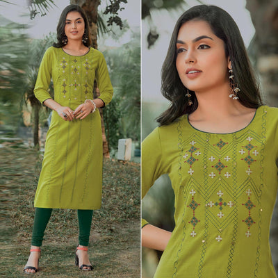 green-embroidered-cotton-kurti-143088