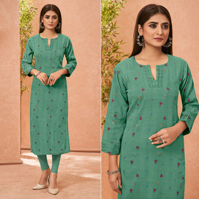 green-embroidered-pure-cotton-kurti-144780
